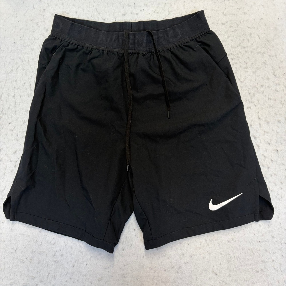 Nike Athletic Shorts Mens Small Black Dri-Fit Standard Fit Drawstring Logo